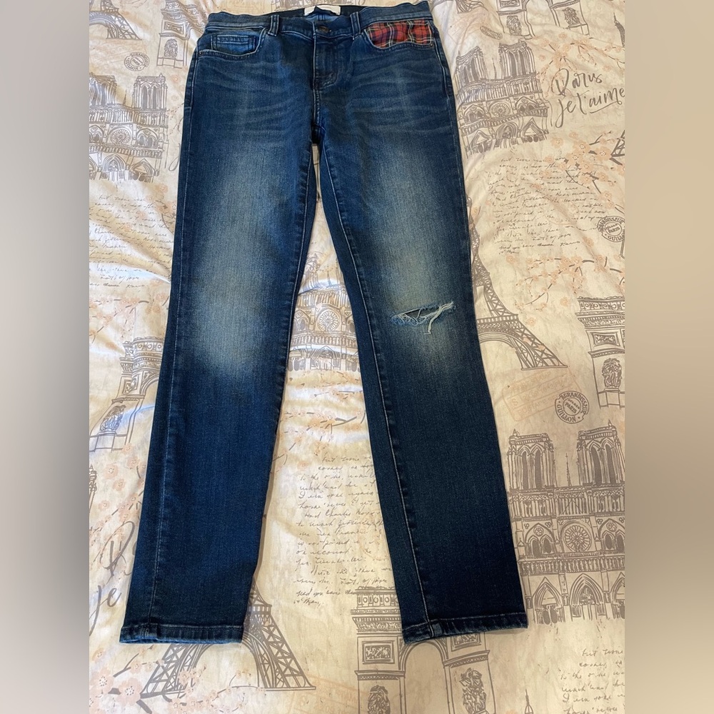 CURRENT/ELLIOTT plaid pocket jeans size 27